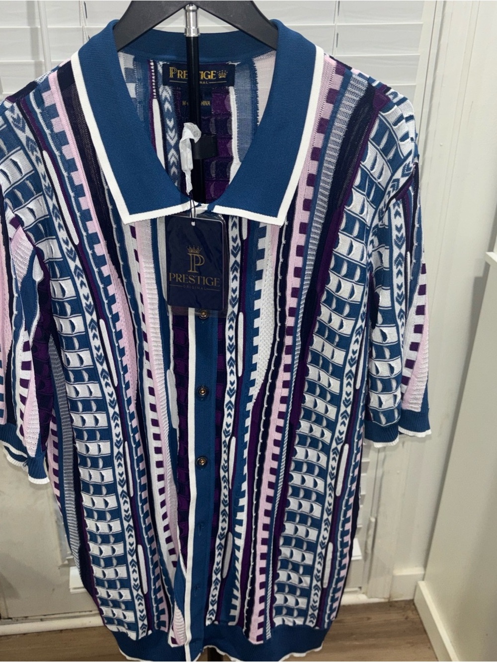 Men’s Blue & Purple Striped Shirt By Original Prestige Size 2X